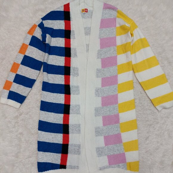 LEGO Collection x Target Multicolor Block Stripe Long Duster Knit Cardigan S - Picture 2 of 8
